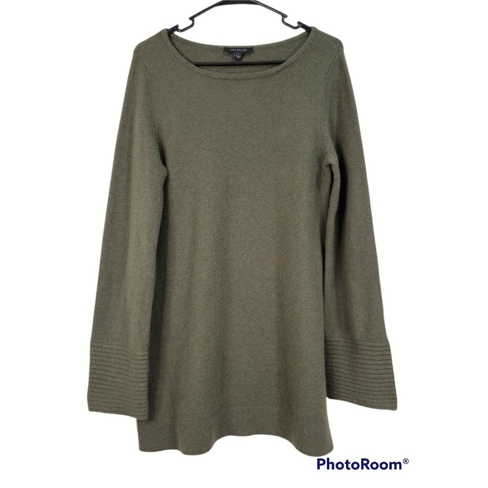 Ann Taylor Wool Alpaca Blend Olive Green Long Sleeve Tunic Size Small